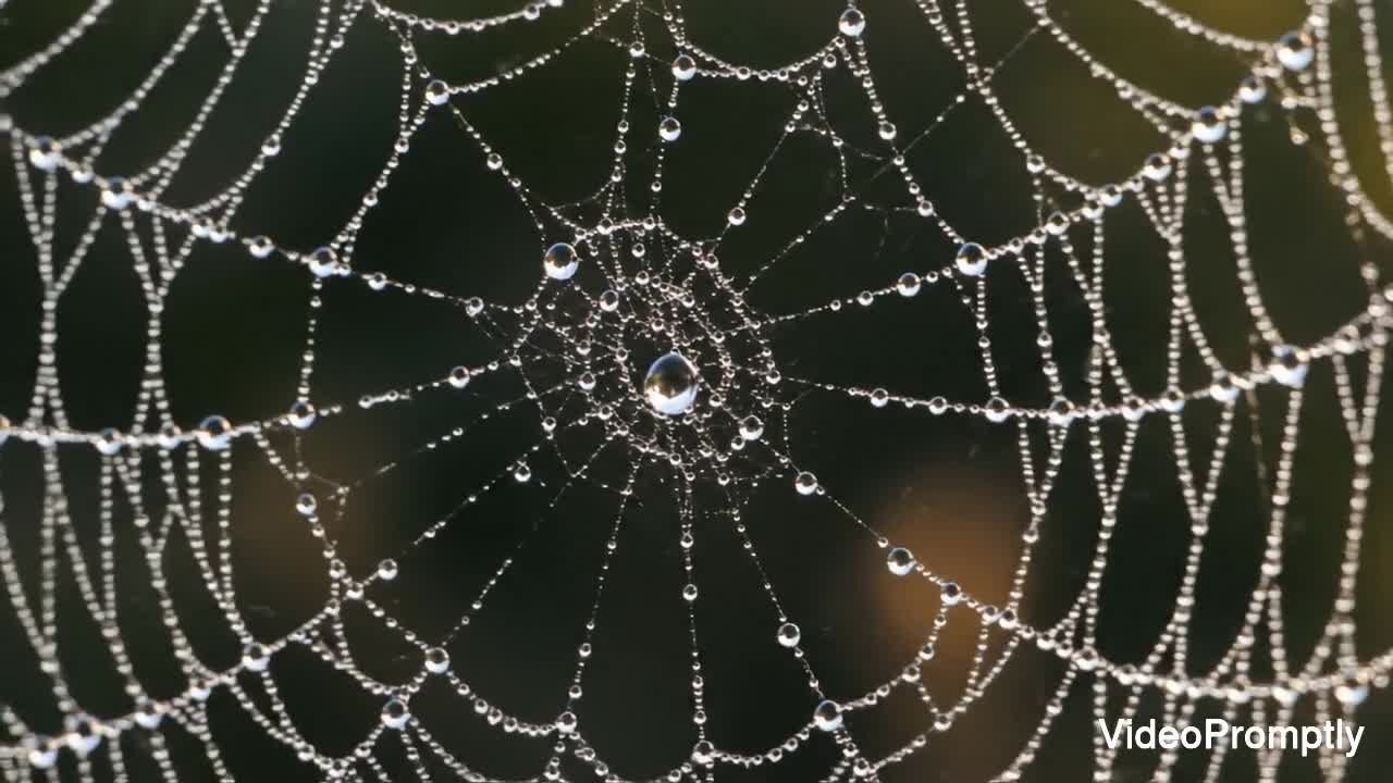 Macro Dew Drops On Spider Web