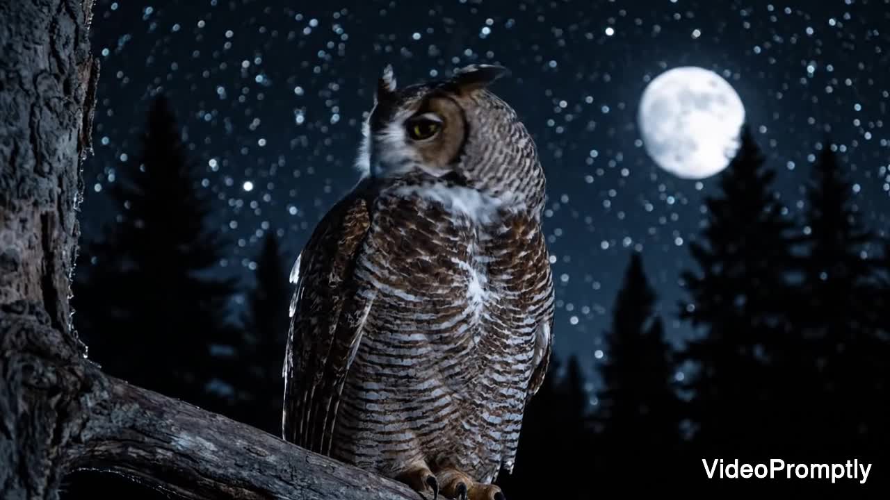 Wise Owl Encounter Moonlit